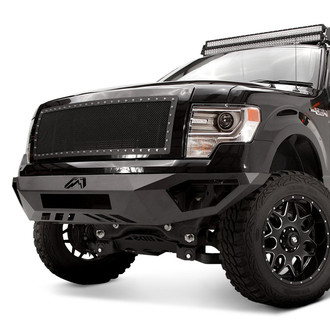 Fab Fours® - Vengeance Full Width Black Powder Coated Front HD Bumper