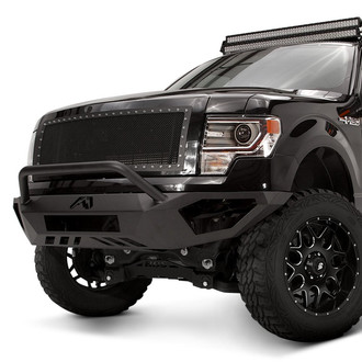 Fab Fours® - Vengeance Full Width Black Powder Coated Front HD Bumper with Pre-Runner Guard