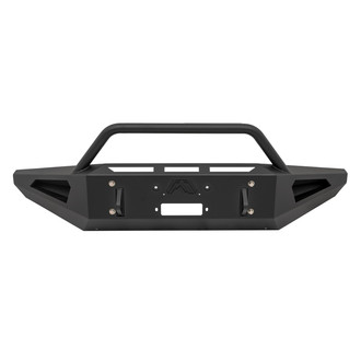 Fab Fours® - Red Steel Full Width Black Powder Coated Front Winch HD Bumper with Hoop