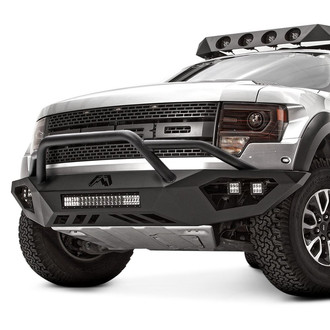 Fab Fours® - Vengeance Full Width Black Powder Coated Front HD Bumper with Pre-Runner Guard
