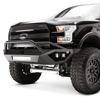 Fab Fours® - Vengeance Full Width Black Powder Coated Front HD Bumper with Pre-Runner Guard