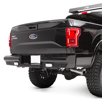 Fab Fours® - Black Steel Full Width Black Powder Coated Rear HD Bumper