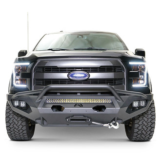 Fab Fours® - Matrix Full Width Black Powder Coated Front Winch HD Bumper with Pre-Runner Guard