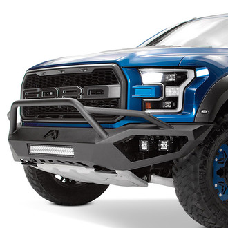 Fab Fours® - Vengeance Full Width Black Powder Coated Front HD Bumper with Pre-Runner Guard