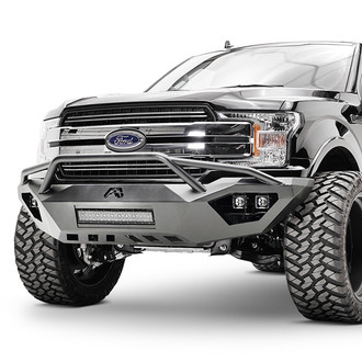 Fab Fours® - Vengeance Full Width Black Powder Coated Front HD Bumper with Pre-Runner Guard
