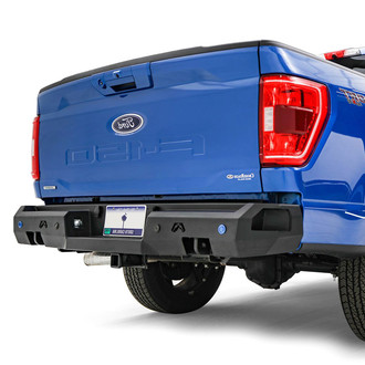 Fab Fours® - Premium Full Width Black Powder Coated Rear HD Bumper