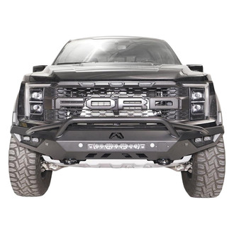 Fab Fours® - Vengeance Full Width Black Powder Coated Front HD Bumper with Pre-Runner Guard