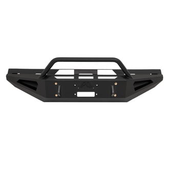 Fab Fours® - Red Steel Full Width Black Powder Coated Front Winch HD Bumper with Hoop