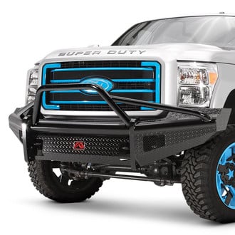 Fab Fours® - Black Steel Full Width Black Powder Coated Front HD Bumper with Pre-Runner Guard