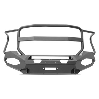 Fab Fours® - Matrix Full Width Black Powder Coated Front Winch HD Bumper with Brush Guard