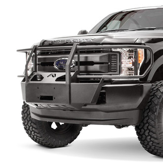 Fab Fours® - Full Frame Black Powder Coat Winch Mount with Full Grille Guard