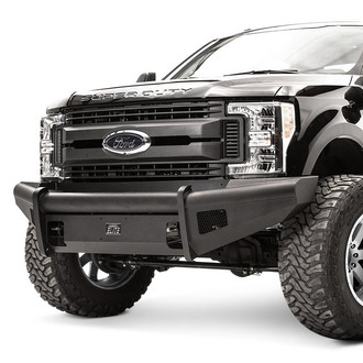 Fab Fours® - Black Steel Elite Full Width Black Powder Coated Front HD Bumper