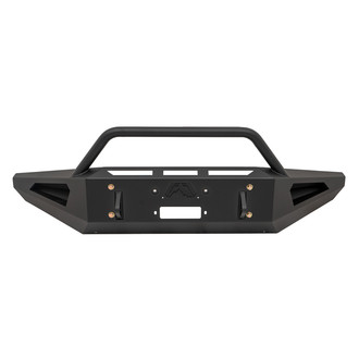 Fab Fours® - Red Steel Full Width Black Powder Coated Front Winch HD Bumper with Hoop