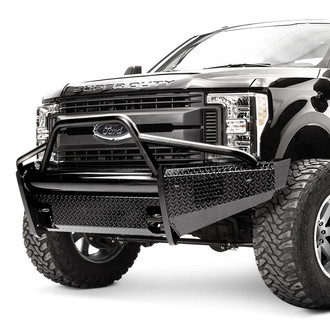 Fab Fours® - Black Steel Full Width Black Powder Coated Front HD Bumper with Pre-Runner Guard