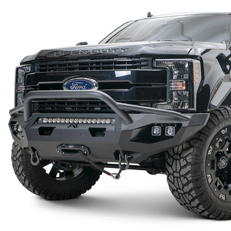 Fab Fours® - Matrix Full Width Black Powder Coated Front Winch HD Bumper with Pre-Runner Guard