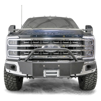 Fab Fours® - Large Frame Black Powder Coat Winch Mount with Hoop