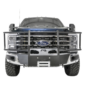 Fab Fours® - Full Frame Black Powder Coat Winch Mount with Full Grille Guard