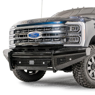 Fab Fours® - Black Steel Full Width Black Powder Coated Front HD Bumper