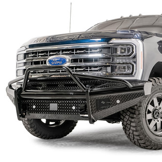 Fab Fours® - Black Steel Full Width Black Powder Coated Front HD Bumper with Pre-Runner Guard