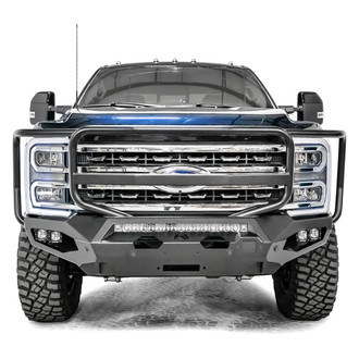 Fab Fours® - Matrix Full Width Black Powder Coated Front Winch HD Bumper with Brush Guard