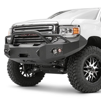 Fab Fours® - Premium Full Width Black Powder Coated Front Winch HD Bumper with Pre-Runner Guard
