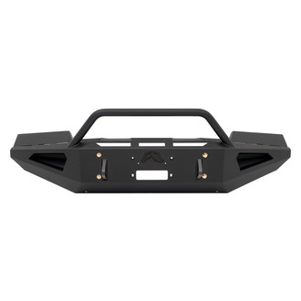 Fab Fours® - Red Steel Full Width Black Powder Coated Front Winch HD Bumper with Hoop