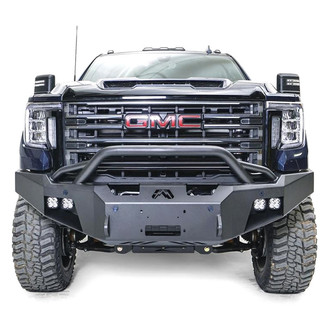 Fab Fours® - New Premium Full Width Black Powder Coated Front Winch HD Bumper with Pre-Runner Guard