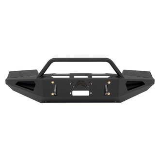 Fab Fours® - Red Steel Full Width Black Powder Coated Front Winch HD Bumper with Hoop