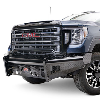Fab Fours® - Black Steel Full Width Black Powder Coated Front HD Bumper