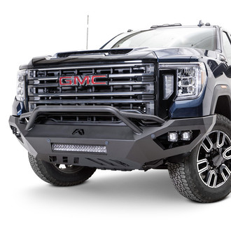Fab Fours® - Vengeance Full Width Black Powder Coated Front HD Bumper with Pre-Runner Guard