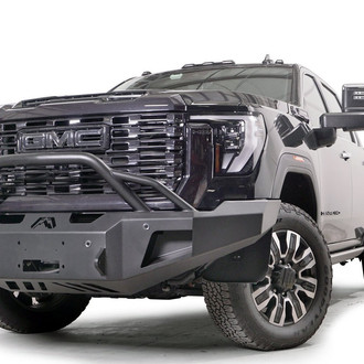 Fab Fours® - New Premium Full Width Black Powder Coated Front Winch HD Bumper with Pre-Runner Guard