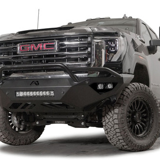 Fab Fours® - Vengeance Full Width Black Powder Coated Front HD Bumper with Pre-Runner Guard
