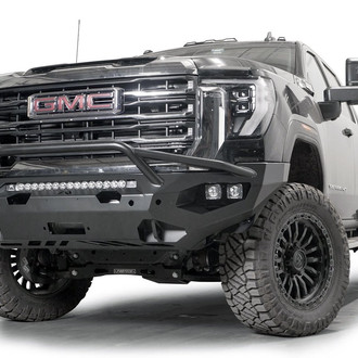 Fab Fours® - Matrix Full Width Black Powder Coated Front Winch HD Bumper with Pre-Runner Guard