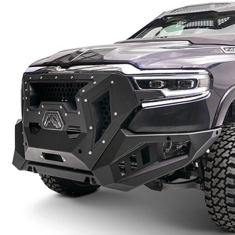 Fab Fours® - Grumper Full Width Black Powder Coated Front Winch HD Bumper