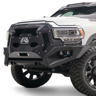 Fab Fours® - Grumper Full Width Black Powder Coated Front Winch HD Bumper