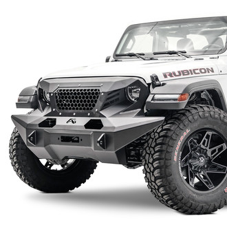 Fab Fours® - Grumper Full Width Black Powder Coated Front Winch HD Bumper