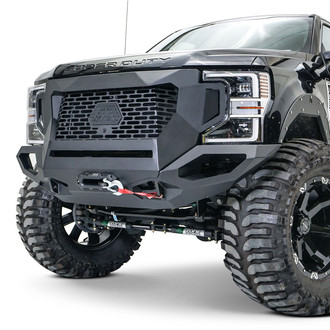 Fab Fours® - Grumper Full Width Black Powder Coated Front Winch HD Bumper