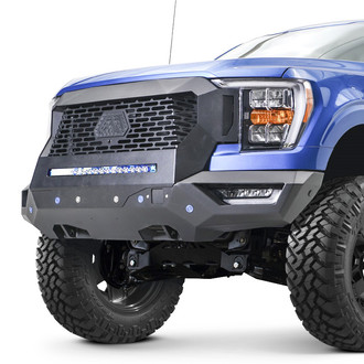 Fab Fours® - Grumper 2.0 Full Width Black Powder Coated Front HD Bumper