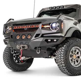 Fab Fours® - Grumper Full Width Black Powder Coated Front Winch HD Bumper