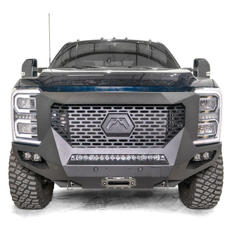 Fab Fours® - Grumper Full Width Black Powder Coated Front Winch HD Bumper