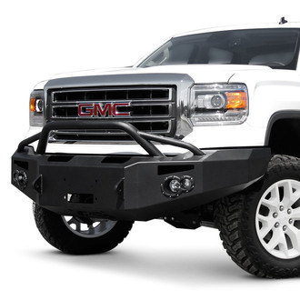 Fab Fours® - Premium Full Width Black Powder Coated Front Winch HD Bumper with Pre-Runner Guard