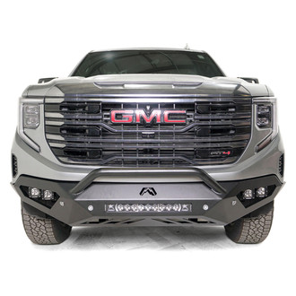 Fab Fours® - Vengeance Full Width Black Powder Coated Front HD Bumper with Hoop