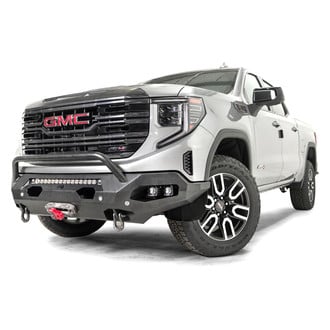 Fab Fours® - Matrix Full Width Black Powder Coated Front Winch HD Bumper with Hoop