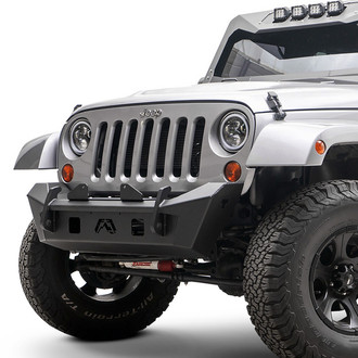 Fab Fours® - Stubby Black Powder Coated Front Winch HD Bumper