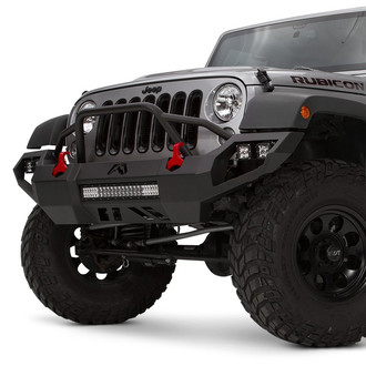 Fab Fours® - Vengeance Full Width Black Powder Coated Front HD Bumper with Pre-Runner Guard