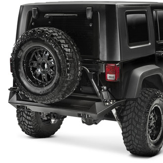 Fab Fours® - Premium Full Width Black Powder Coated Rear HD Bumper
