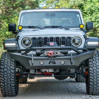 Fab Fours® - Lifestyle Full Width Black Powder Coated Front Winch HD Bumper with Pre-Runner Guard