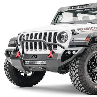 Fab Fours® - Vengeance Full Width Black Powder Coated Front HD Bumper with Pre-Runner Guard