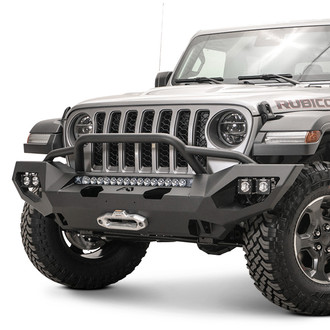 Fab Fours® - Matrix Full Width Black Powder Coated Front Winch HD Bumper with Pre-Runner Guard