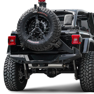 Fab Fours® - Premium Full Width Black Powder Coated Rear HD Bumper